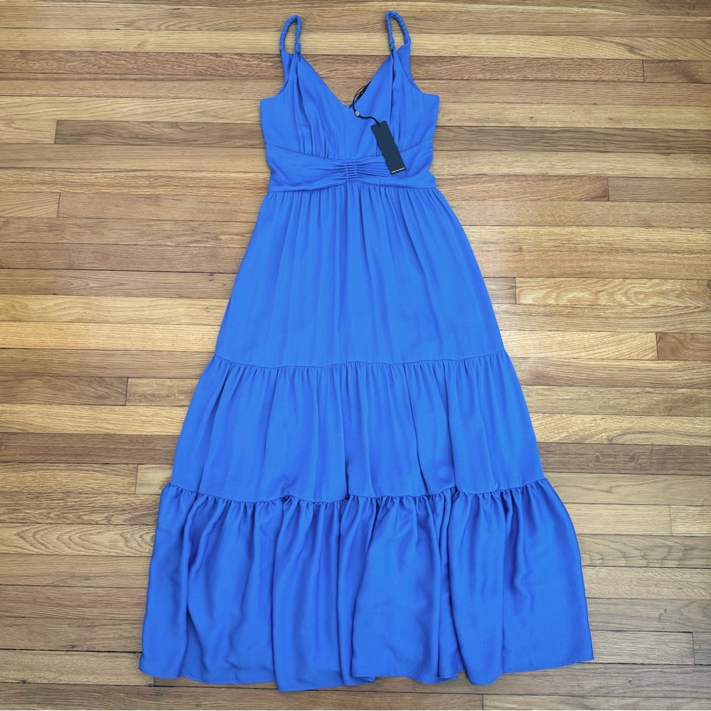 Kobi Halperin Remy V-Beck Sleeveless Braided Strap Tiered Maxi Dress